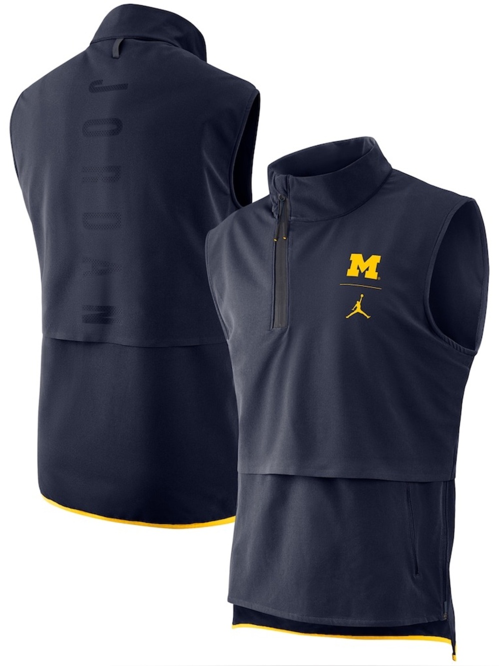 Men's Jordan Navy Michigan Wolverines 23 Tech Quarter-Zip Vest